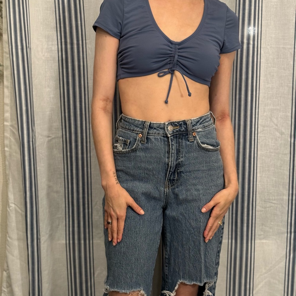 Kona Sol Navy Ruched Swim Top